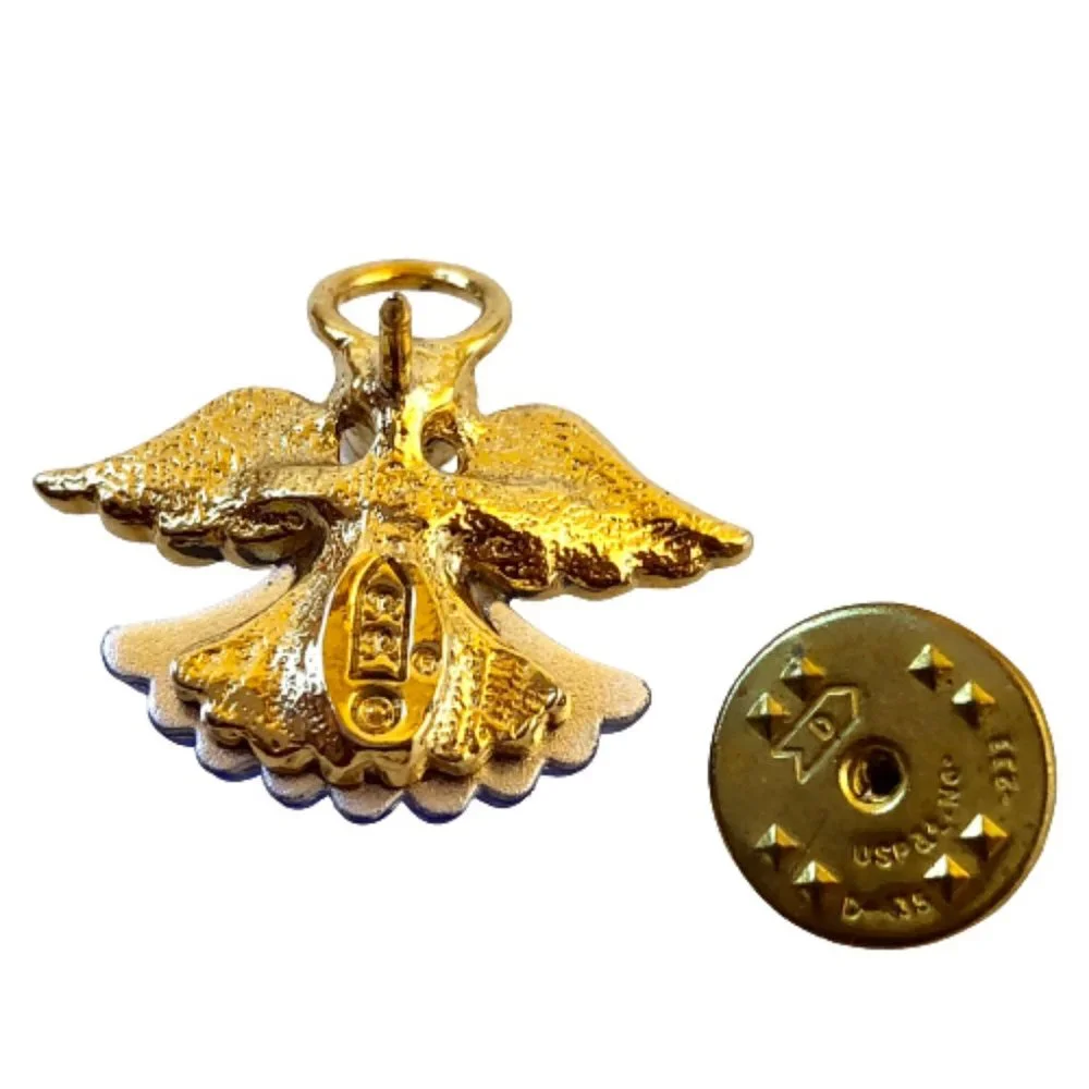 Angel Goldtone Lapel Tie Tack Pin Brooch Blue Glass Faux Pearl